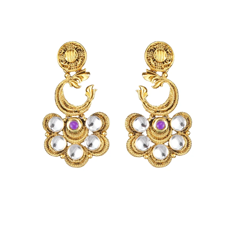 oversized earrings for women-Amina Creation Gold Plated Dangler Earrings