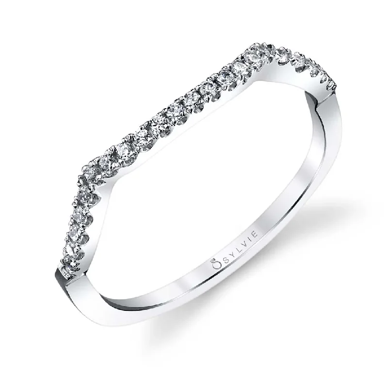 affordable diamond engagement rings for women-Sylvie Classic Curved Wedding Band BSY888