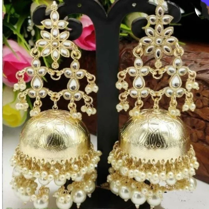 drop earrings with pearls for women-Akruti Collection Gold Plated Jhumki Earrings