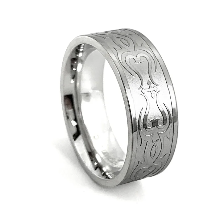 bold rings for women-Jesus Fish Cross Ring Tribal Design