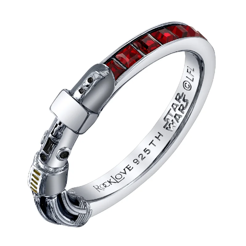 personalized name rings for women-Star Wars X RockLove Darth Vader Crystal Lightsaber Ring